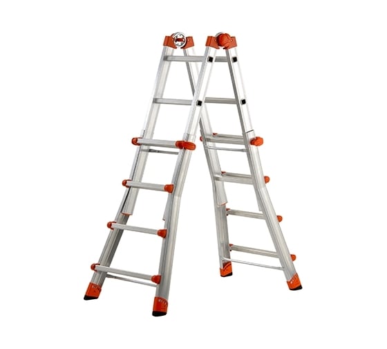 Изображение товара Шарнирная телескопическая лестница-стремянка Gierre PEPPina Media 4х4 перекладины AL020