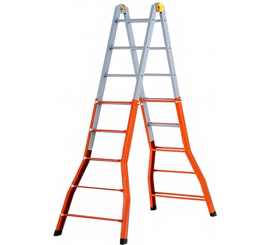 Изображение товара Шарнирная телескопическая лестница-стремянка Gierre PEPPina Gigante сталь, 4х5 перекладин A0080