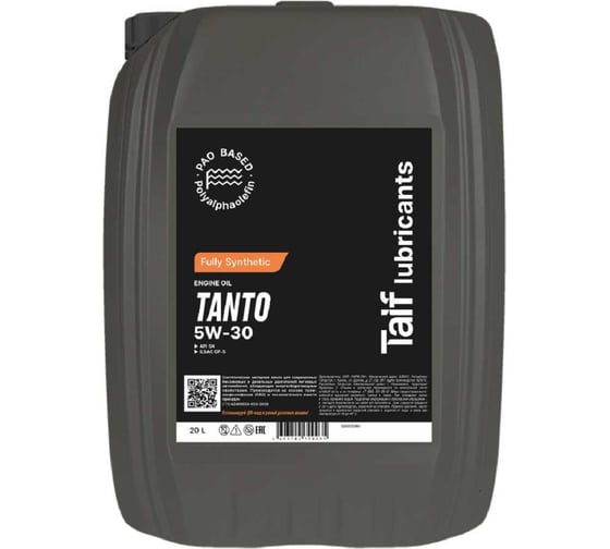 Изображение товара Автомобильное масло TAIF TANTO 5W-30 SN, GF-5, 20 л 211043