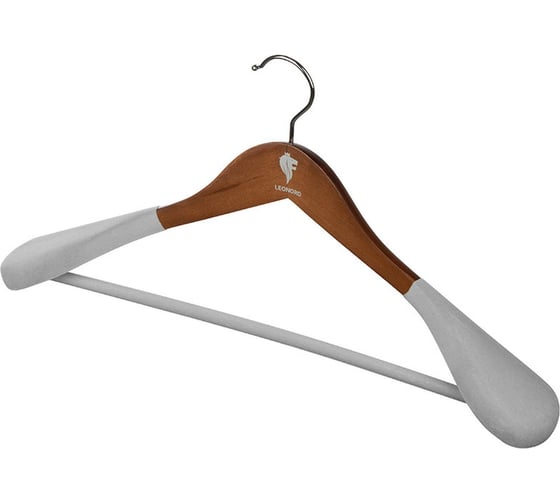 Изображение товара Деревянная вешалка Leonord с широкими плечами, флокированная, цвет темно-коричневый 107904