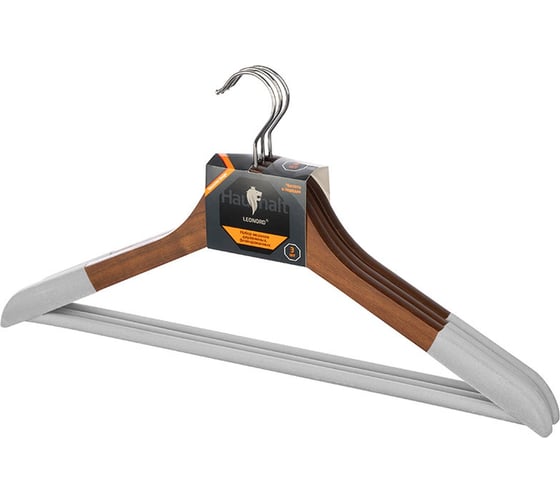 Изображение товара Набор деревянных, флокированных вешалок Leonord цвет темно-коричневый, 3 шт. 107909