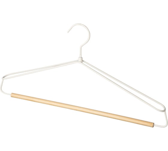 Изображение товара Металлическая вешалка с деревянной перекладиной Рыжий кот Винтаж с широкими плечами, белый 107896