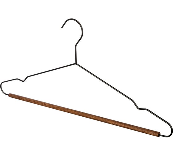 Изображение товара Металлическая вешалка с деревянной перекладиной Рыжий кот Винтаж черный 107890