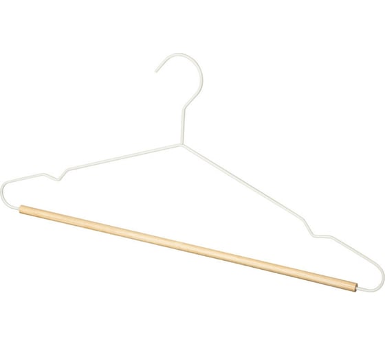 Изображение товара Металлическая вешалка с деревянной перекладиной Рыжий кот Винтаж белый 107893