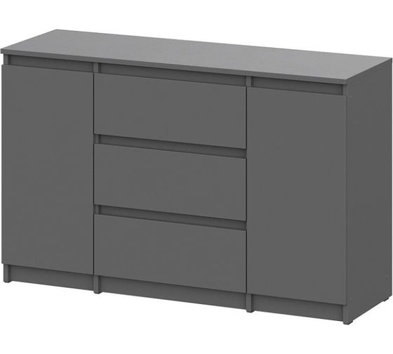 Изображение товара Модульная система Арника Денвер комод 3 ящика, двухстворчатый, графит серый 00-00144792