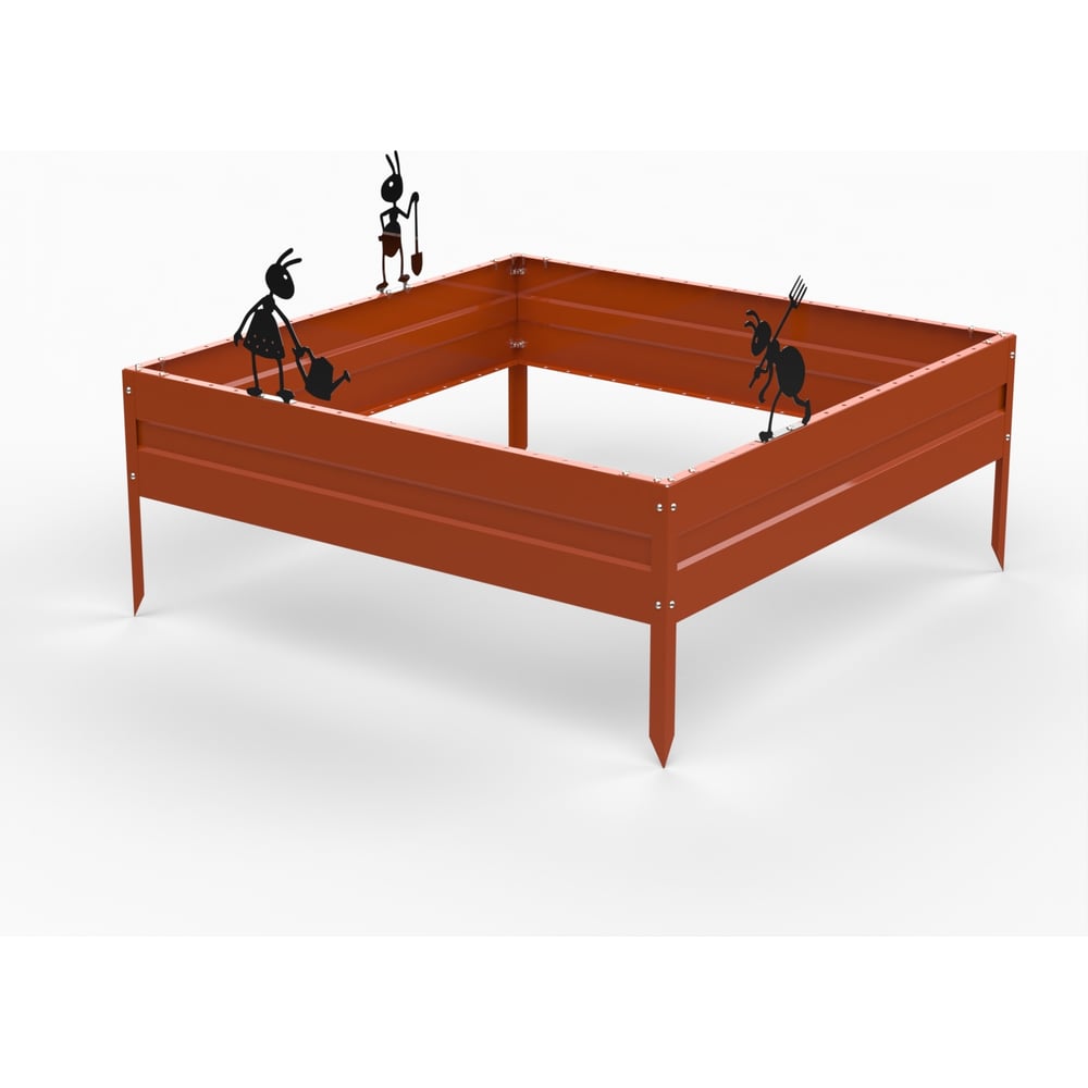 Изображение товара Грядка Metalex KitGarden 1x1 оранжевая 0. 2 м - комплект ограждений для грядки