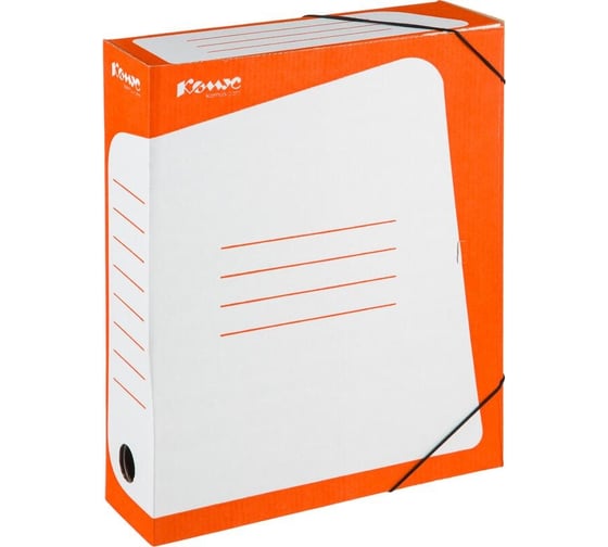 Изображение товара Короб архивный Комус гофрокартон, 75 мм, оранжевый корешок 169230