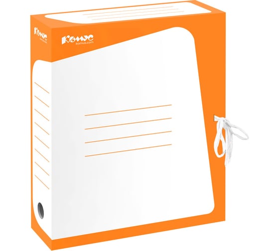 Изображение товара Короб архивный Комус гофрокартон, 75 мм, оранжевый корешок 169227