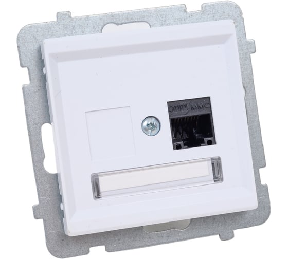Изображение товара Компьютерная розетка Ospel Sonata 1-я, категория 5e, RJ-45, без рамки, белый GPK-1R/K/m/00