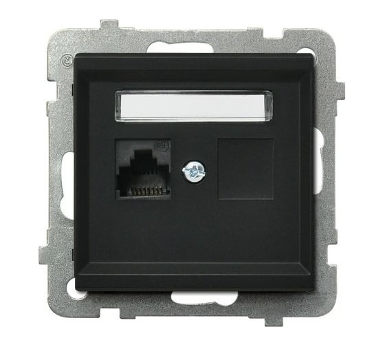 Изображение товара Компьютерная розетка Ospel Sonata 1-я, категория 5e, RJ-45, без рамки, черный металлик GPK-1R/K/m/33