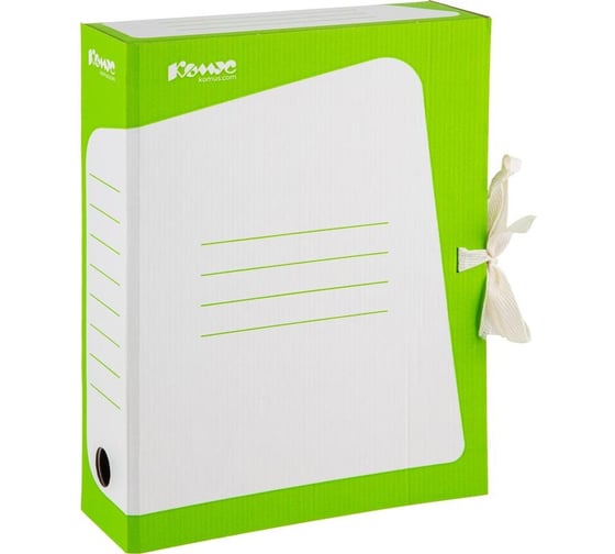 Изображение товара Короб архивный Комус лайм, корешок 75 мм, на завязках 1081330