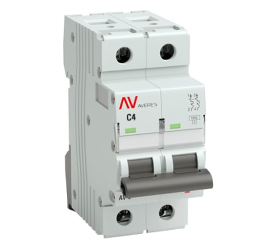 Изображение товара Автоматический выключатель EKF AVERES AV-10, 2P, 4A, 10kA mcb10-2-04C-av