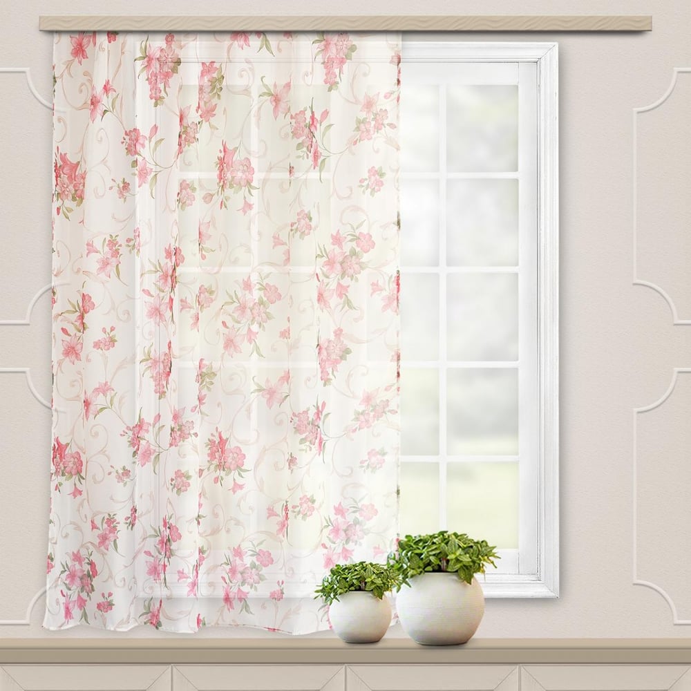 Изображение товара Штора для кухни Witerra 150x145 см красная стиль классический светозащита 50%