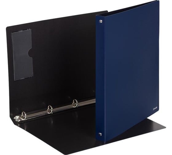 Изображение товара Папка на 4-х кольцах Комус 25 мм, т.-синяя, с карманом СD/визитки 172064