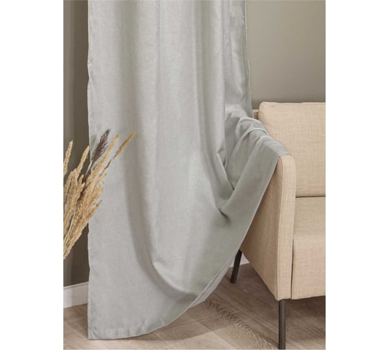 Изображение товара Штора портьерная Witerra жаккард лен Меланж серо-зеленый 135х180 1 шт 00000072977