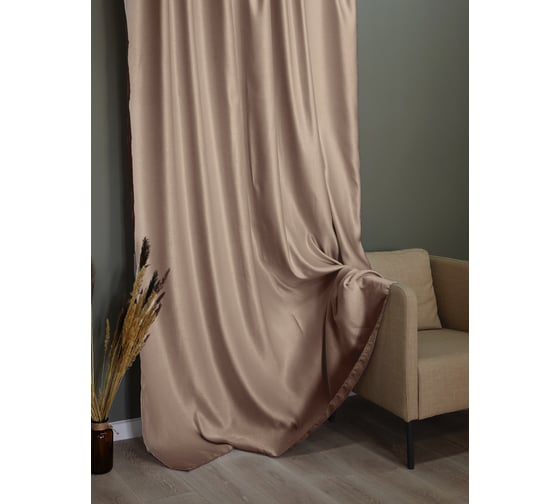 Изображение товара Штора портьерная Witerra жаккард однотонный темно-бежевый 150х275 1 шт 00000075270