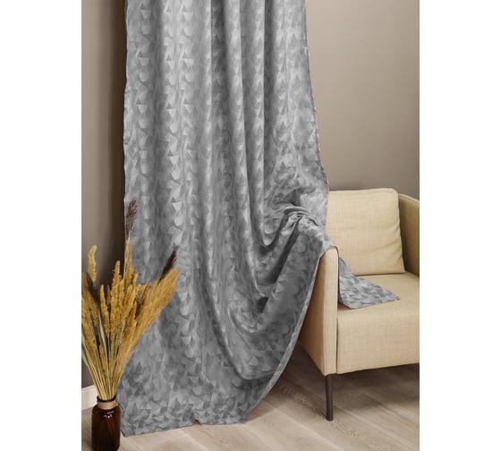 Изображение товара Штора портьерная Witerra жаккард Штрих серый 160х260 1 шт 110206