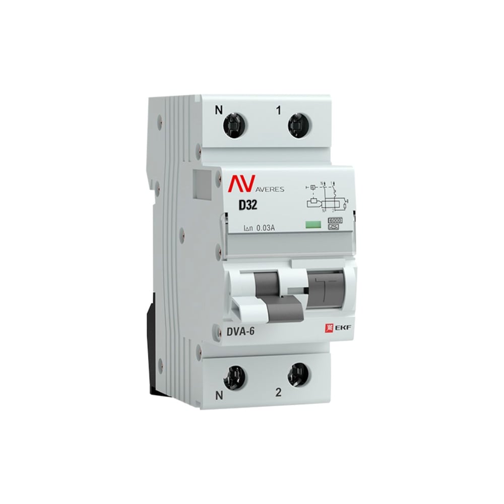 Дифференциальный автомат EKF DVA-6 1P+N 32А 30мА 6кА AVERES rcbo6-1pn-32D-30-a-av - 2