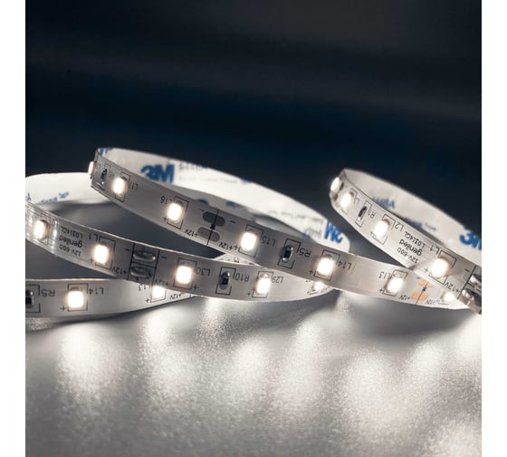 Изображение товара Светодиодная лента Geniled 2м 12V 5Вт/м 4000k нейтральная дневная подсветка 60 led/m IP33 8мм 03484