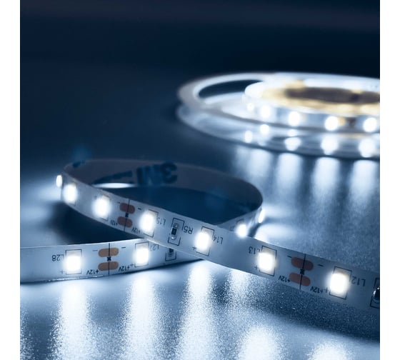 Изображение товара Светодиодная лента Geniled 5м 12V 5Вт/м 6000k холодная подсветка 60 led/m IP33 8мм 03502