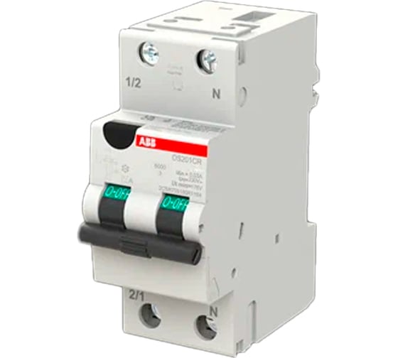Изображение товара Дифференциальный автомат ABB АВДТ, 2-полюсный (1P+N), 25А, C, 30мА, тип AC, 6кА DS201CR 2CSR755080R1254