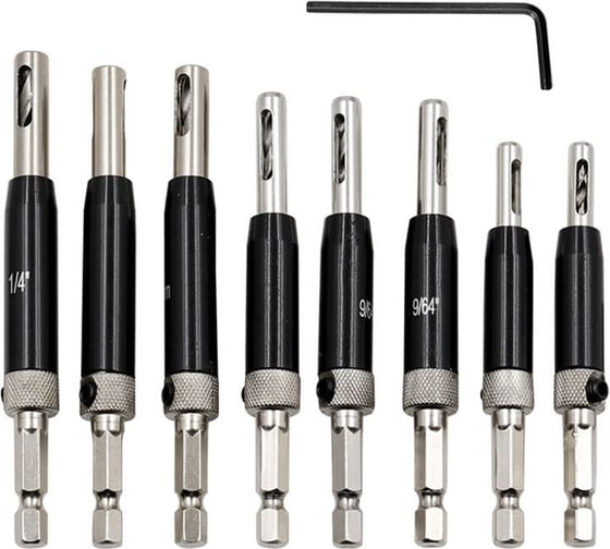 Изображение товара Набор самоцентрирующихся свёрл по дереву для мебельных, дверных и оконных петель-8шт, Vitatools nabor-samotsentriruyushchihsya-sverl -6