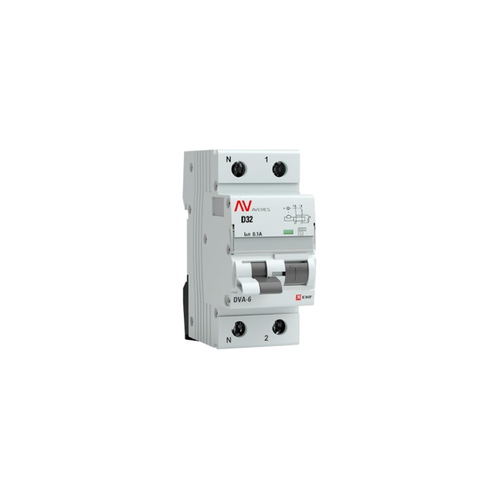 Дифференциальный автомат EKF AVERES DVA-6, 1P+N, 32А, 100мА, 6кА rcbo6-1pn-32D-100-ac-av - 2