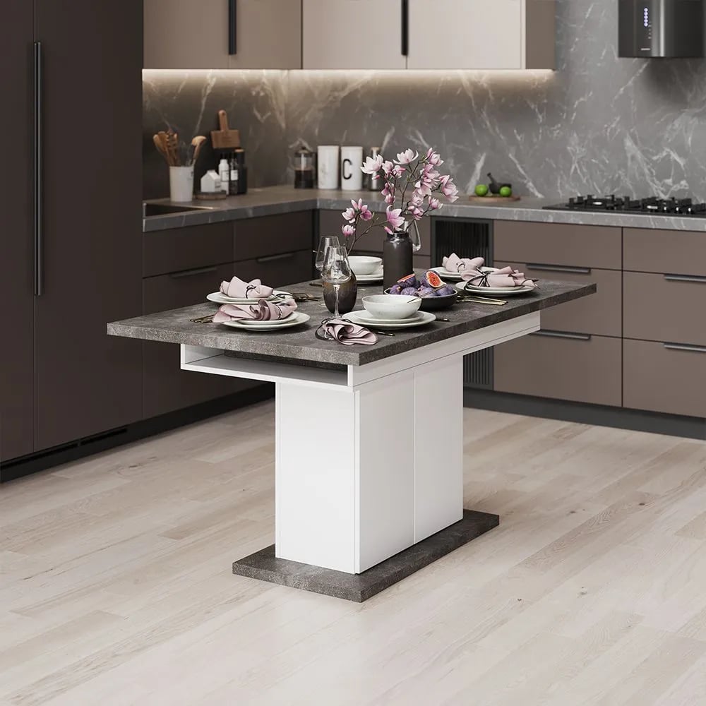 Изображение товара Раздвижной стол ТриЯ Тайлер тип 1 белый/ателье темный