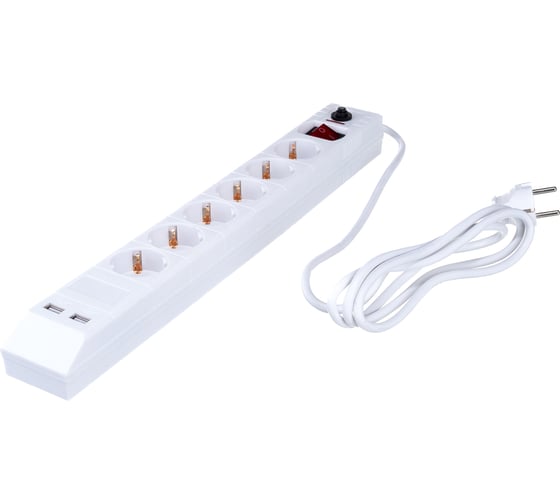 Изображение товара Сетевой фильтр Navigator NSP-USB-06-180-ESC-3x1, 6 гнезд, 1.8м 71864