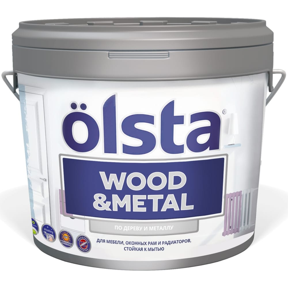 фото Краска по дереву и металлу olsta wood&metal полуматовая база a 0.9 л owmam-09