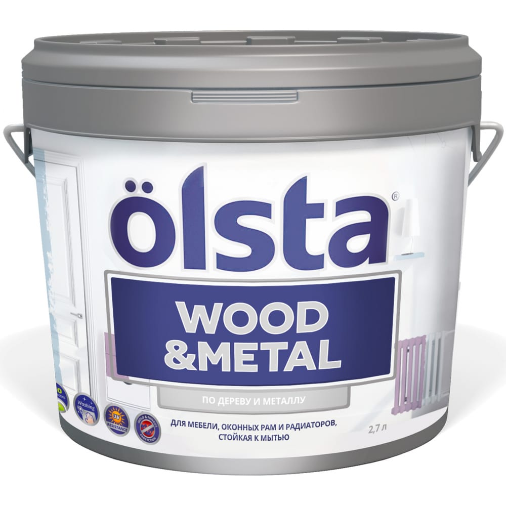 фото Краска по дереву и металлу olsta wood&metal глянцевая база a 2.7 л owmag-27