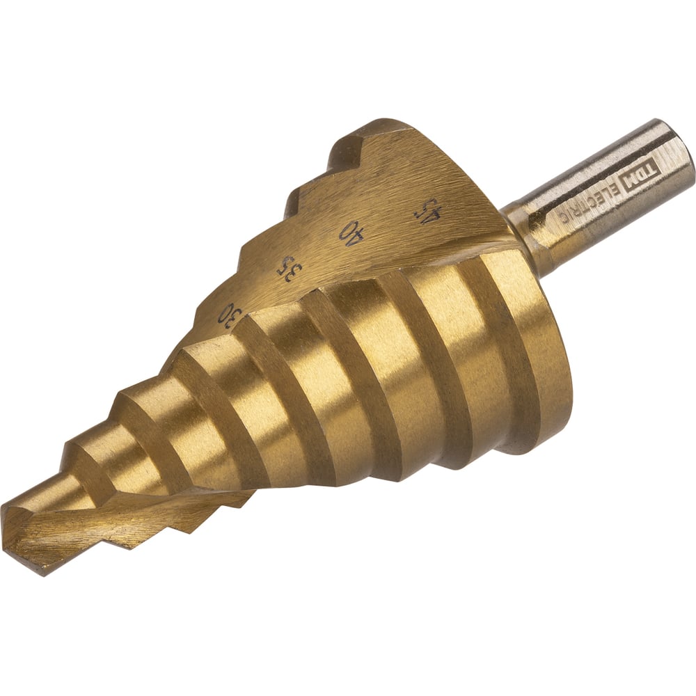 Изображение товара Сверло ступенчатое по металлу Рубин 10-45 мм 8 ступеней нитрид HSS цилиндр хвостовик