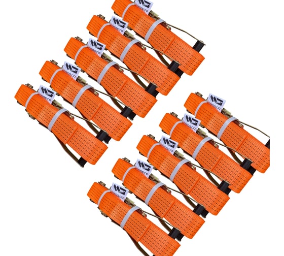 Изображение товара Комплект стяжных кольцевых ремней Grosco 3-6 т, 2 м, 35 мм, 10 шт, для крепления груза с храповым механизмом RSTK03002C0