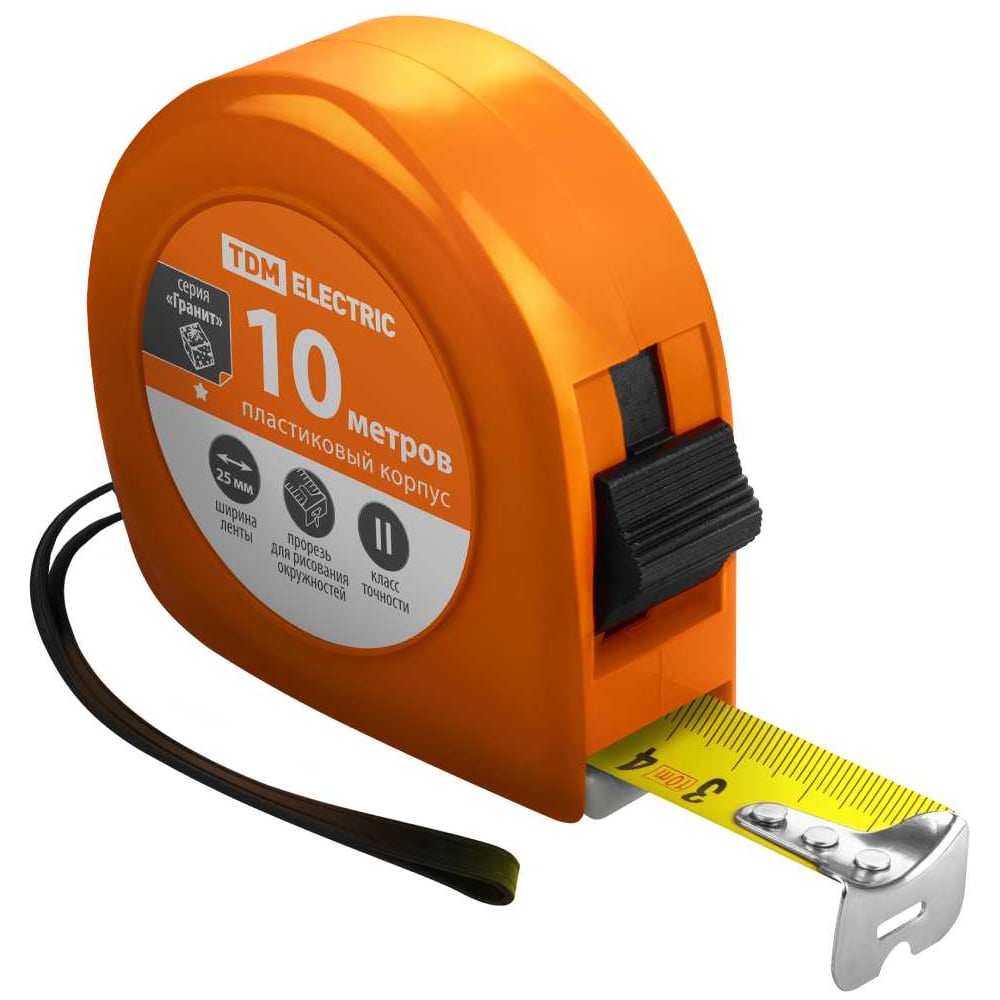 Изображение товара Рулетка TDM ELECTRIC Гранит SQ1018-0104 10 м стальная лента пластиковый корпус