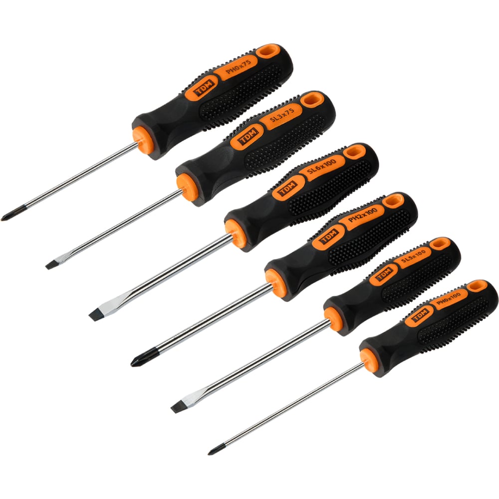 Изображение товара Набор отверток 6 шт из CrV с магнитным наконечником TDM SQ1013-0204