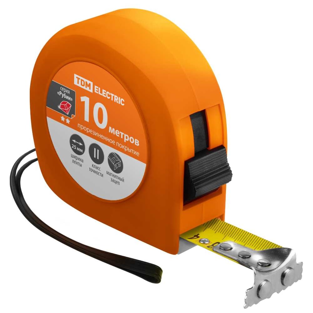 Изображение товара Профессиональная рулетка 10 м стальная лента магнит прорезиненное покрытие