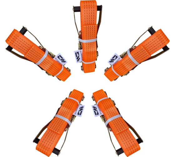 Изображение товара Комплект стяжных кольцевых ремней Grosco 10-20 т, 3 м, 100 мм, 5 шт, для крепления груза с храповым механизмом RSTK10003C5