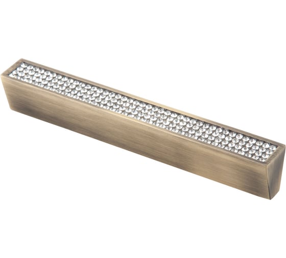 Изображение товара Ручка-скоба с кристаллами KERRON 128 мм, Д140 Ш22 В17, античная бронза CRL06-128 BA