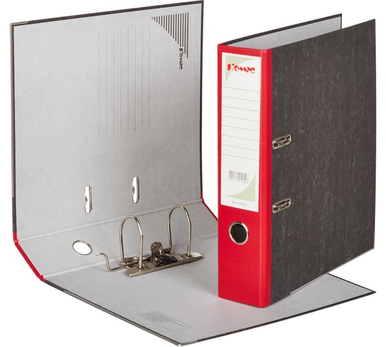 Изображение товара Папка-регистратор Комус мрамор, картон 75 мм, красный корешок 172052