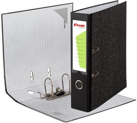 Изображение товара Папка-регистратор Комус мрамор, картон 75 мм, черный корешок 172051