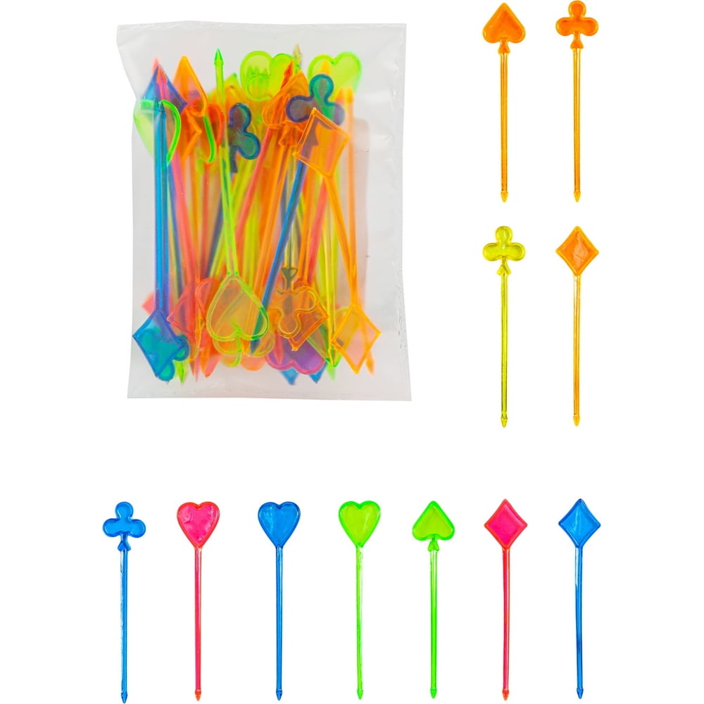 Изображение товара Шпажки для канапе и напитков PAPSTAR 85 мм 50 шт разноцветные пластик PS-16672n