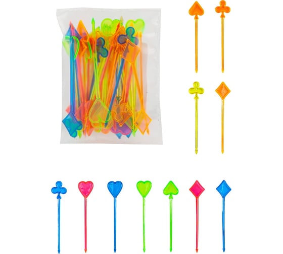 Изображение товара Шпажка для канапе и напитков PAPSTAR высота 85 мм, 50 шт., разноцветные, пластик 1/1 PS-16672n