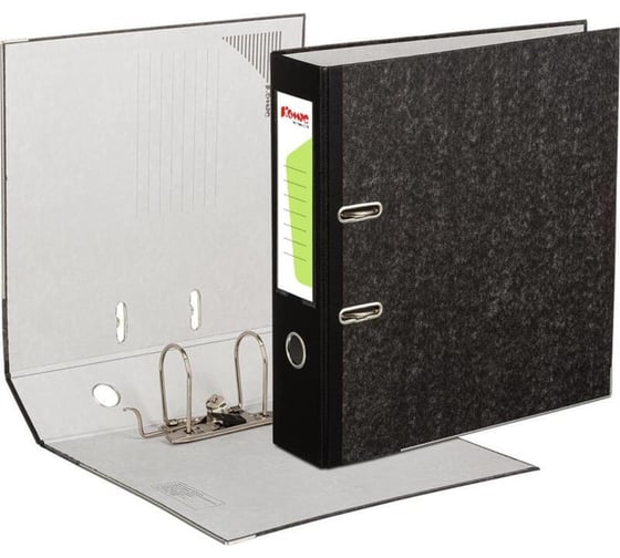 Изображение товара Папка-регистратор Комус с арочным механизмом, мрамор, 80 мм, черный корешок 1017486