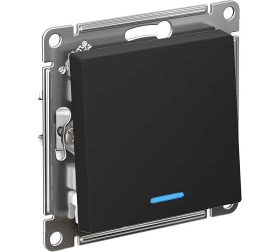 Изображение товара 1-клавишный выключатель Systeme Electric ATLASDESIGN с подсветкой, сх.1а, 10АХ, КАРБОН ATN001013