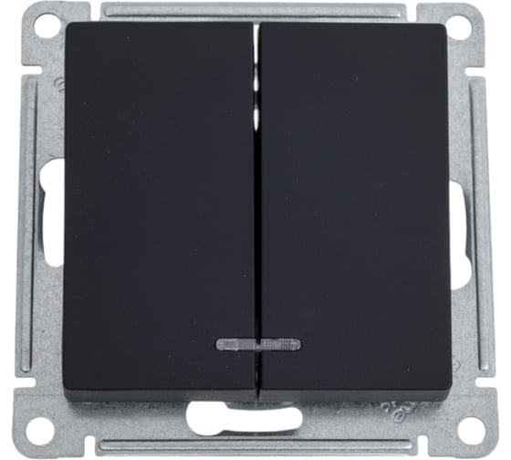 Изображение товара 2-клавишный выключатель Systeme Electric ATLASDESIGN с подсветкой, 10АХ, КАРБОН ATN001053