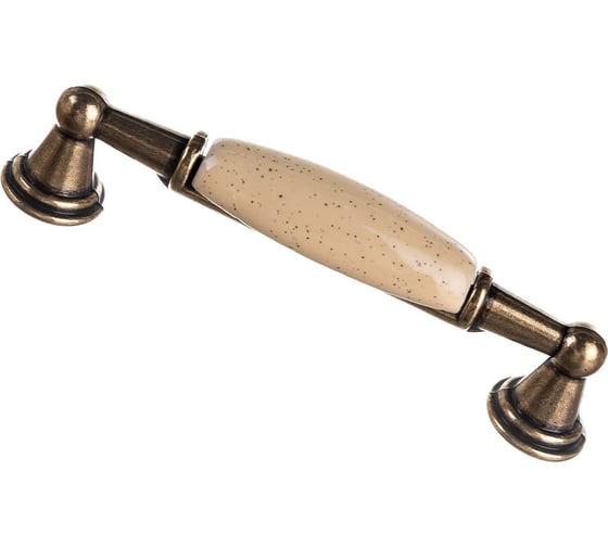 Изображение товара Ручка-скоба с фарфором KERRON 96мм, Д120 Ш23 В28, оксидированная бронза/бежевый SF05-05-96 OAB