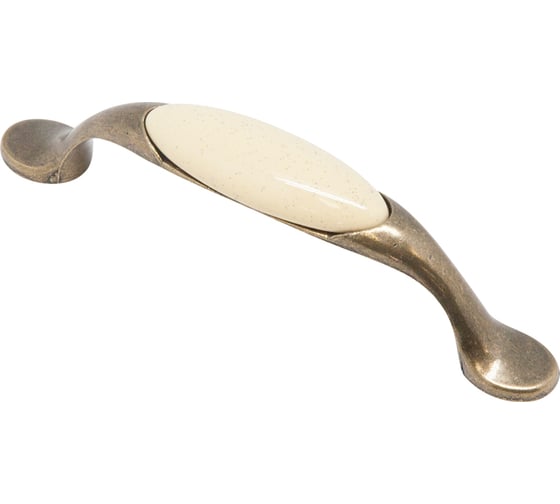 Изображение товара Ручка-скоба с фарфором KERRON 96мм, Д131 Ш21 В30, оксидированная бронза/бежевый SF02-05-96 OAB