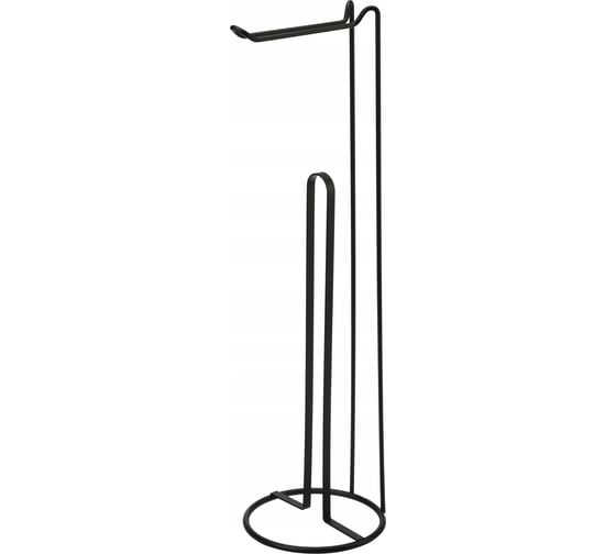 Изображение товара Стойка FORA NIGHT для туалетной бумаги и держателем запасных рулонов, черная FOR-ST-54BL