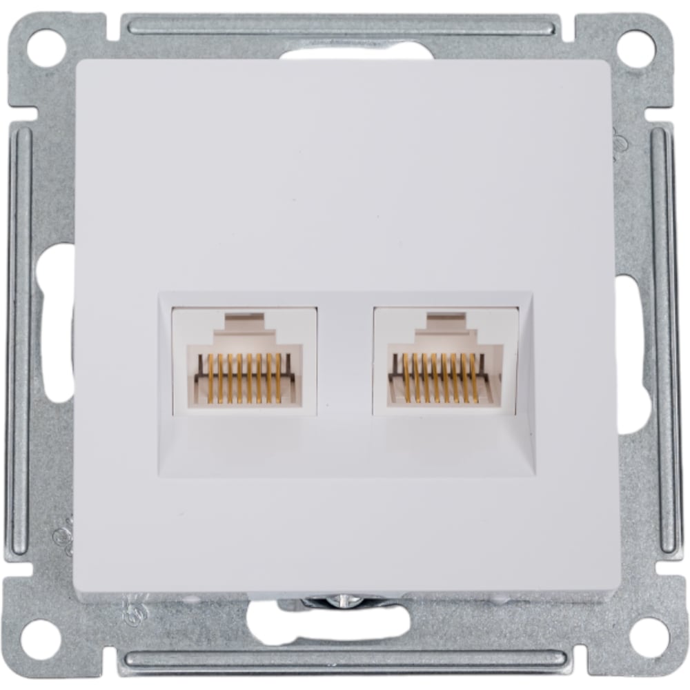 Изображение товара Розетка двойная компьютерная ATLASDESIGN RJ45+RJ45 5e В белом цвете