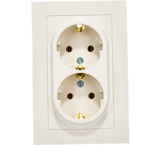 Изображение товара Розетка Systeme Electric (Schneider Electric) ATLASDESIGN двойная с заземлением, 16А, бежевый ATN000224